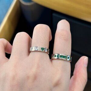 Apm Monaco Green And White Heart Ring